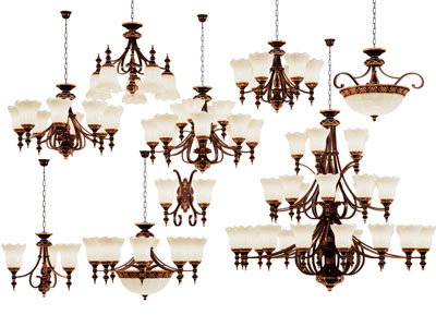 美式铜制花朵灯罩吊灯