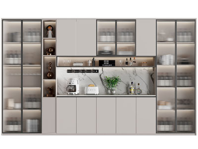 现代加宽酒柜3d模型 现代加宽酒柜