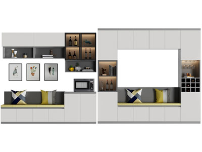 现代带卡座的酒柜3d模型 现代带卡座的酒柜