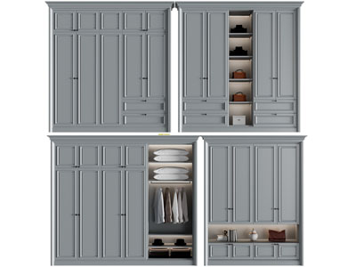 美式实木衣柜3d模型 美式实木衣柜