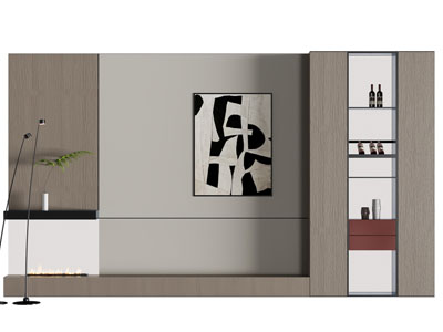 现代电视背景墙3d模型 现代电视背景墙