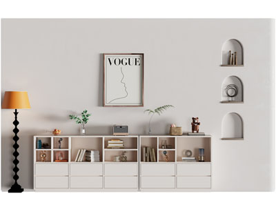 侘寂风背景墙、玄关柜、边柜3d模型 侘寂风背景墙、玄关柜、边柜