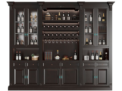 欧式实木酒柜3d模型 欧式实木酒柜