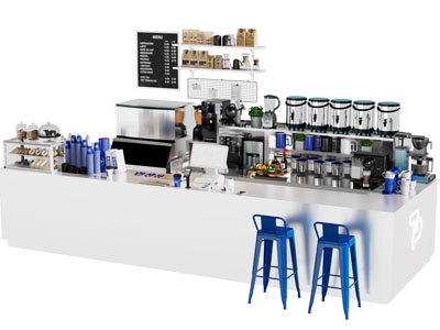 现代奶茶甜品店操作吧台