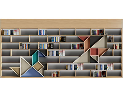 现代装饰七巧板的书柜