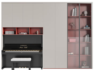 现代嵌入钢琴的装饰柜