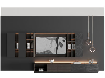 现代电视背景墙3d模型 现代电视背景墙