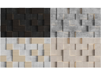 现代文化石背景墙3d模型 现代文化石背景墙