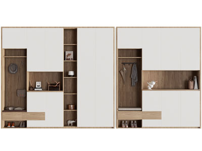 现代撞色玄关鞋柜