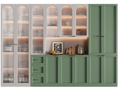 现代拼接撞色酒柜3d模型 现代拼接撞色酒柜