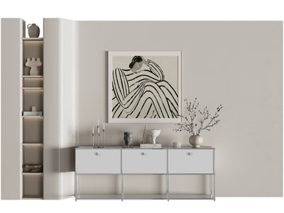 侘寂风玄关柜、背景墙