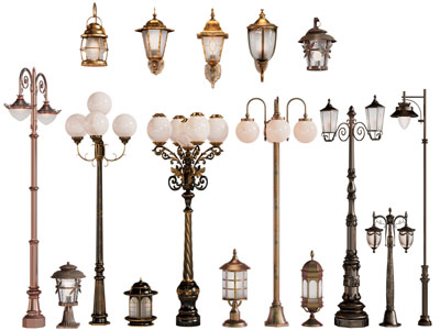 欧式雕花金属路灯、地灯、草坪灯、壁灯