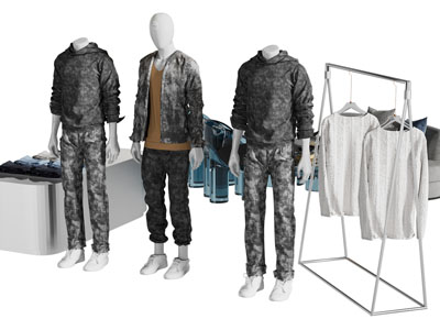 现代男装特、衣架展柜