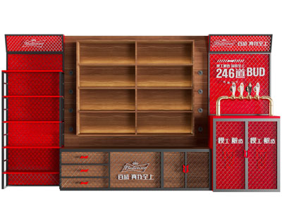 工业风loft货架、百威酒柜3d模型 工业风loft货架、百威酒柜