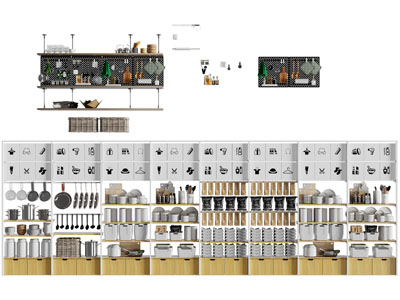 现代餐具收纳展柜、货架