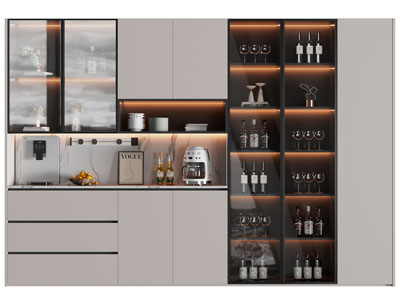 现代中间镂空的酒柜3d模型 现代中间镂空的酒柜