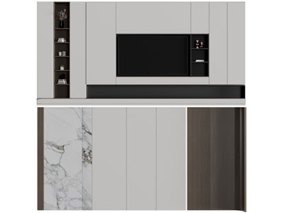 现代电视背景墙3d模型 现代电视背景墙