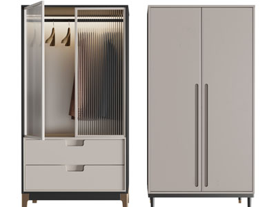 现代玻璃柜门的衣柜3d模型 现代玻璃柜门的衣柜