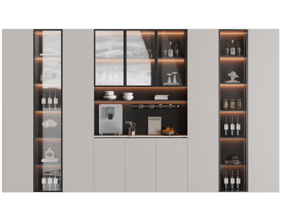 现代玻璃柜门的酒柜3d模型 现代玻璃柜门的酒柜