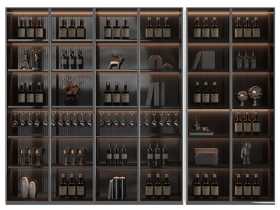 现代开放式酒柜3d模型 现代开放式酒柜