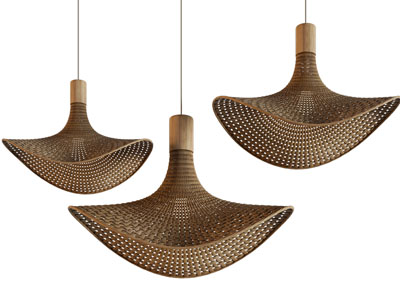 侘寂风藤编网状灯罩吊灯