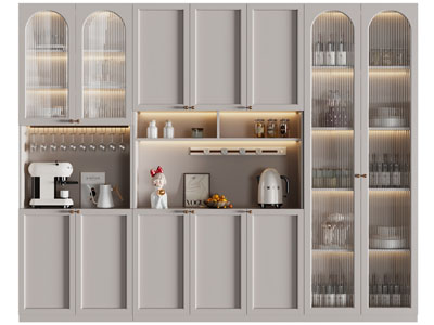 现代白色玻璃柜门酒柜3d模型 现代白色玻璃柜门酒柜