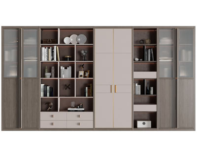 新中式书柜、装饰柜