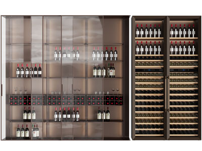 现代玻璃柜门的酒柜3d模型 现代玻璃柜门的酒柜