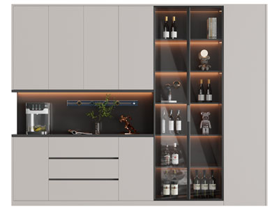 现代酒柜3d模型 现代酒柜