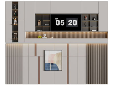 现代电视背景墙3d模型 现代电视背景墙