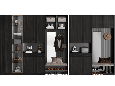 现代黑色玄关鞋柜