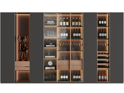 现代酒柜3d模型 现代酒柜