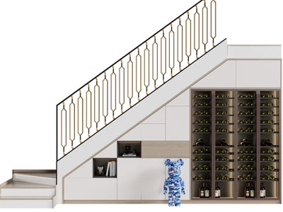 现代楼梯间酒柜3d模型 现代楼梯间酒柜