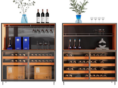 现代开放式酒柜3d模型 现代开放式酒柜