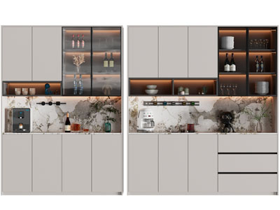 现代中间镂空的酒柜3d模型 现代中间镂空的酒柜