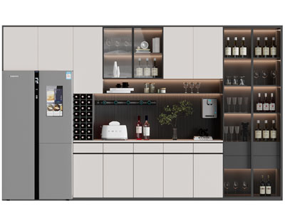 现代嵌入冰箱的酒柜3d模型 现代嵌入冰箱的酒柜