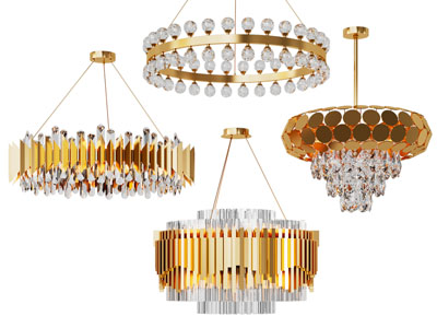 现代金属拼接水晶吊灯