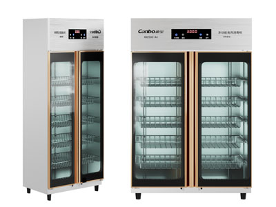 现代多功能双开门餐具消毒柜