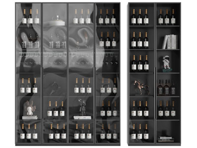 现代玻璃柜门的酒柜3d模型 现代玻璃柜门的酒柜