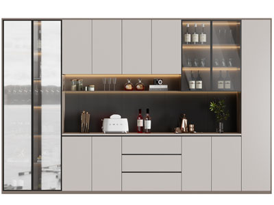 现代中间镂空的酒柜3d模型 现代中间镂空的酒柜