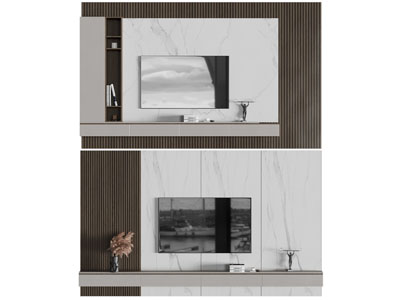 现代电视背景墙3d模型 现代电视背景墙