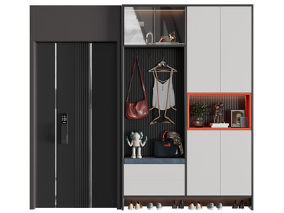 现代撞色鞋柜