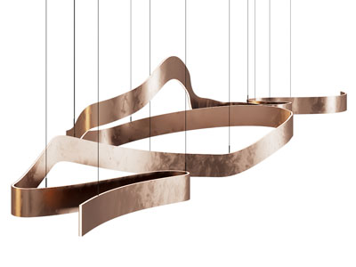 现代铜制飘带吊灯