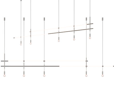 现代细金属杆吊灯