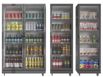 现代玻璃柜门的冷饮柜、酒柜、冰箱