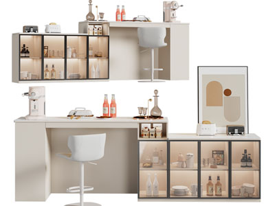 现代带餐边柜的吧台