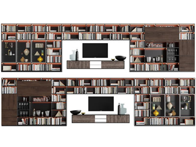 现代开放式书柜、电视柜