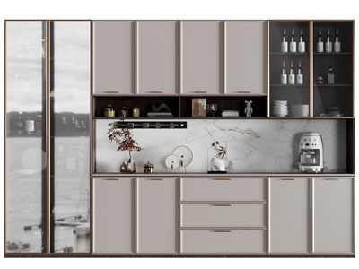 新中式中间镂空的酒柜3d模型 新中式中间镂空的酒柜