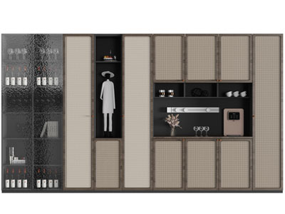 侘寂风酒柜3d模型 侘寂风酒柜