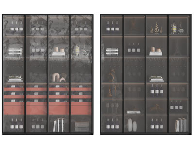 现代玻璃柜门的酒柜3d模型 现代玻璃柜门的酒柜